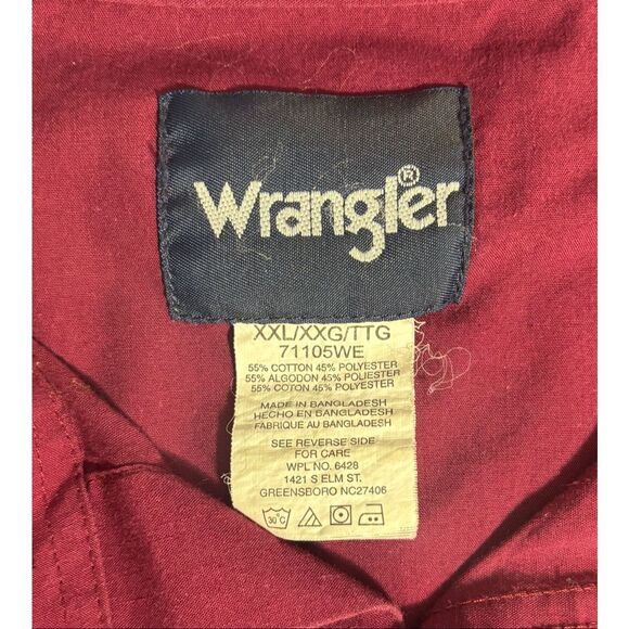 Vintage Wrangler Western Shirt Mens 2XL XXL Red X-Long 90’s - Picture 4 of 6